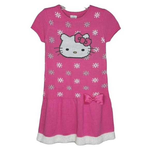 Girls Sz XS (4/5) Pink HELLO KITTY Knee Length Lightweight Sweater Dress - Picture 1 of 4